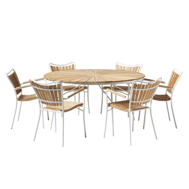 Ellen Set - 150 cm Table & Six Chairs - White