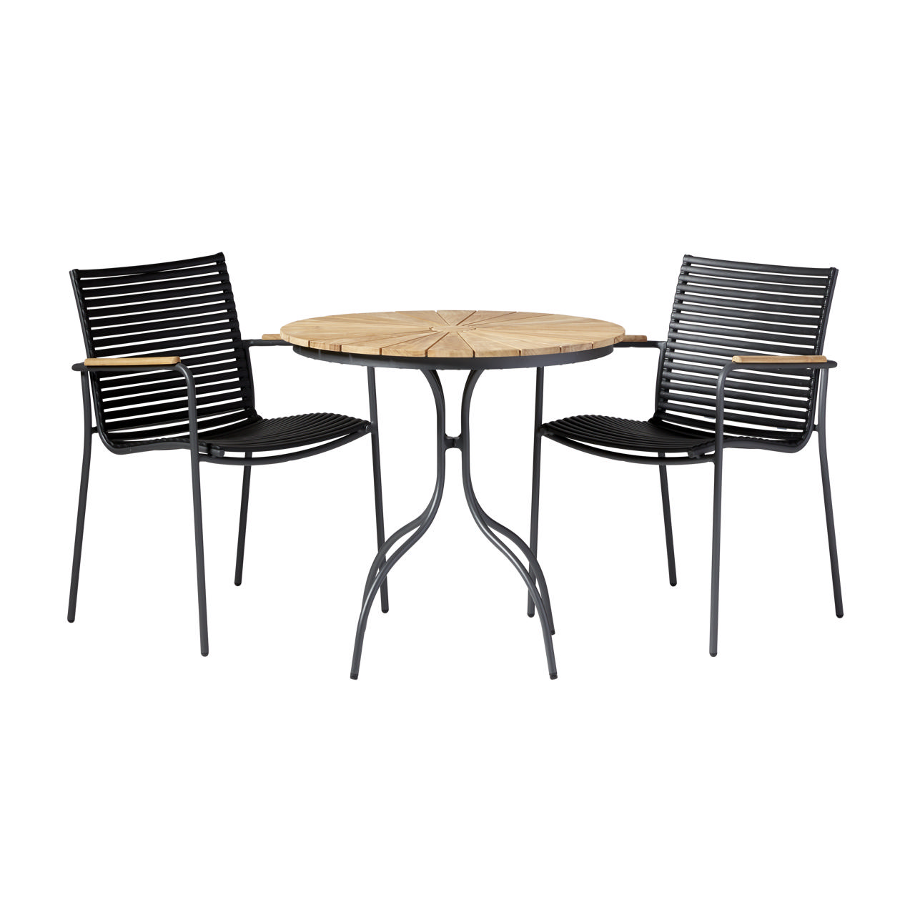 Ellen & Mood Classic Set - Café Table & Two Chairs - Anthracite