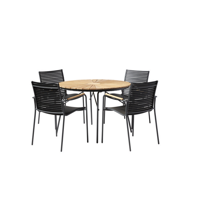 Ellen & Mood Classic Set - Table 110 cm & Four Chairs - Anthracite