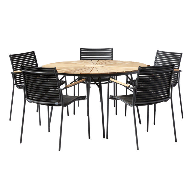Ellen & Mood Classic Set - Table 130 cm & Five Chairs - Anthracite