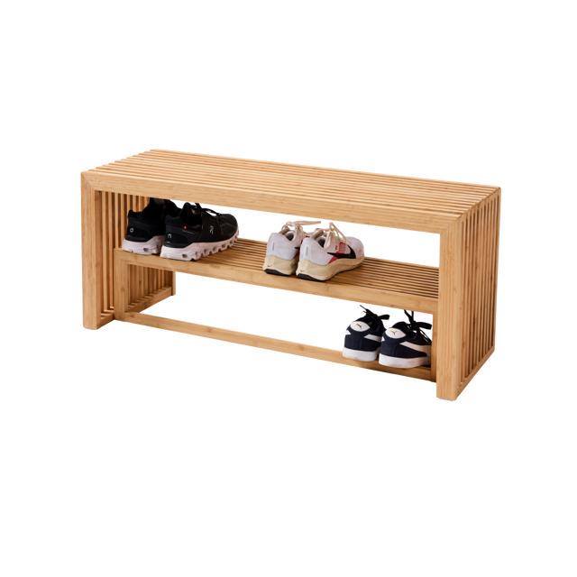 Rib Multifunctional Bench with Storage - Bamboo