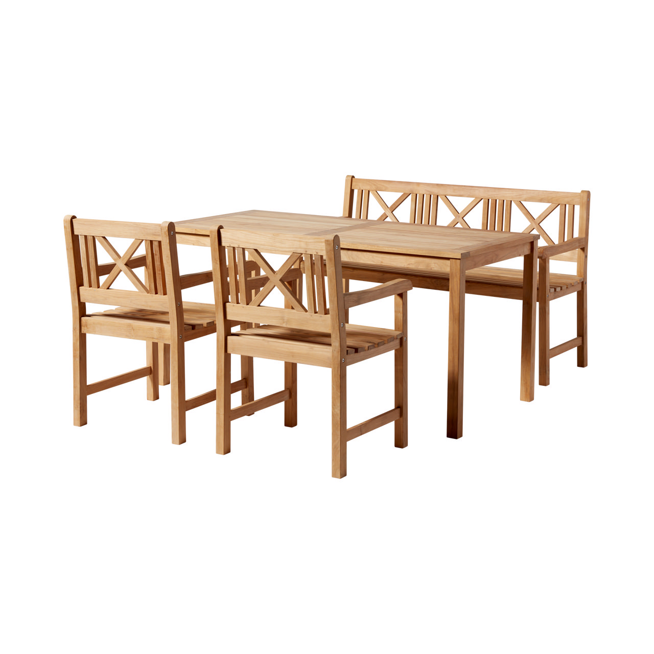 Rosenborg Set - Three-Seater Bench, Two Chairs & Table - Teak