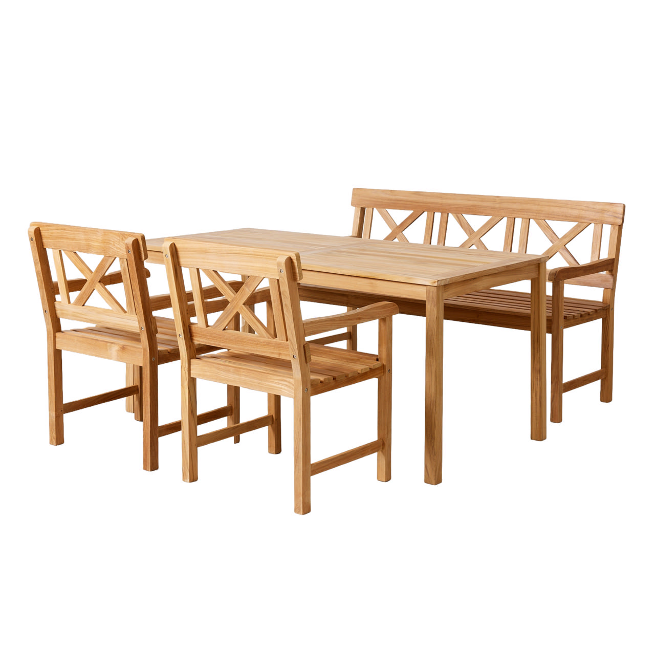 Sofiero Set - Three-Seater Bench, Two Chairs & Table - Teak