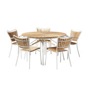 Ellen Set - 130 cm Table & Five Chairs - White