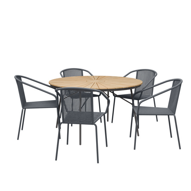 Ellen & Luno Set - Table 130 cm & Five Chairs - Anthracite