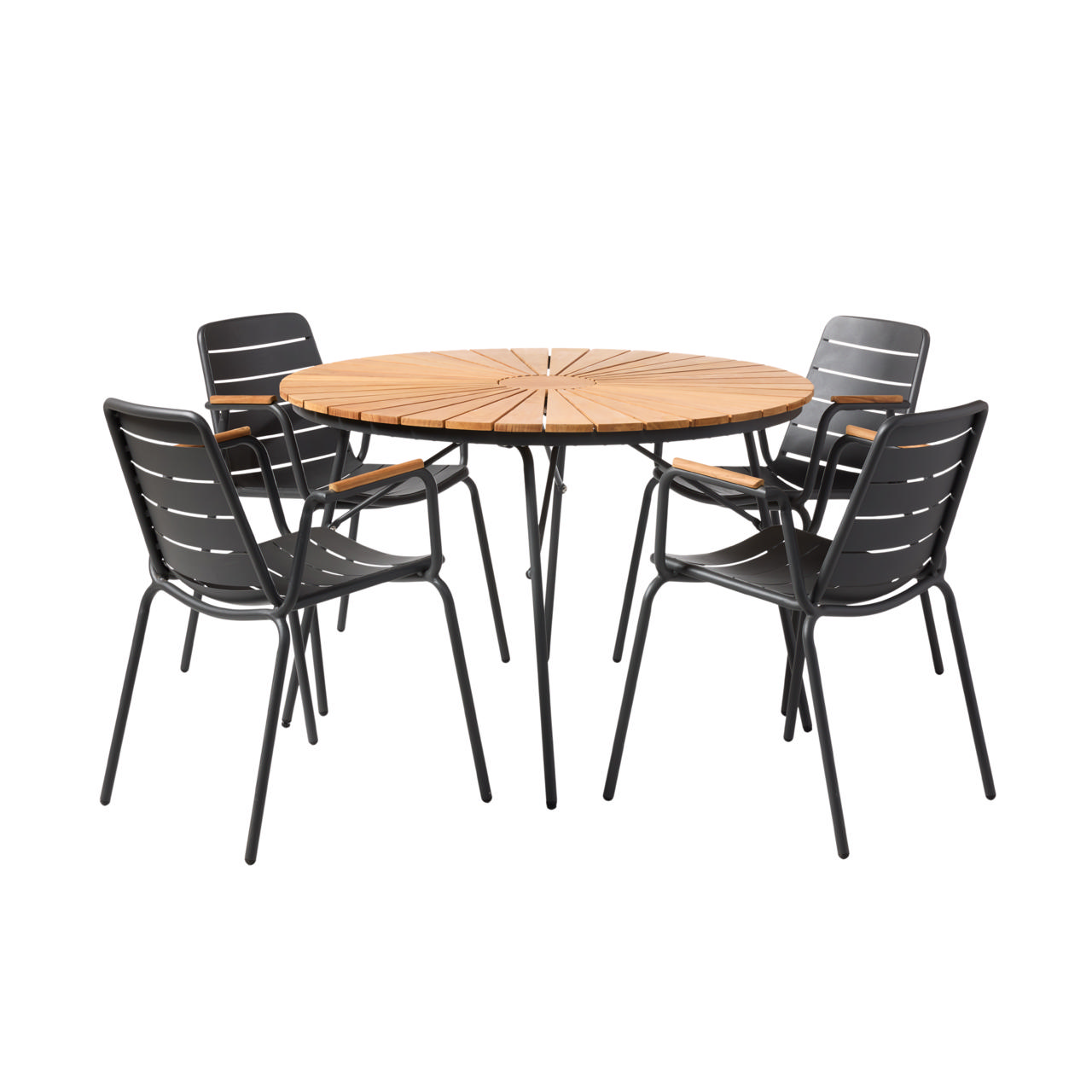 Ellen & Parc Set - Table 110 cm & Four Chairs - Anthracite