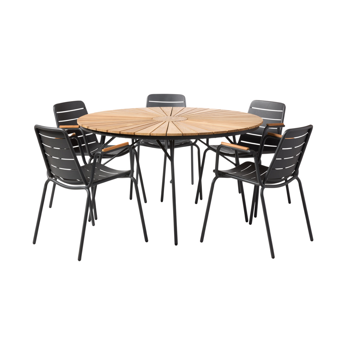 Ellen & Parc Set - Table 130 cm & Five Chairs - Anthracite