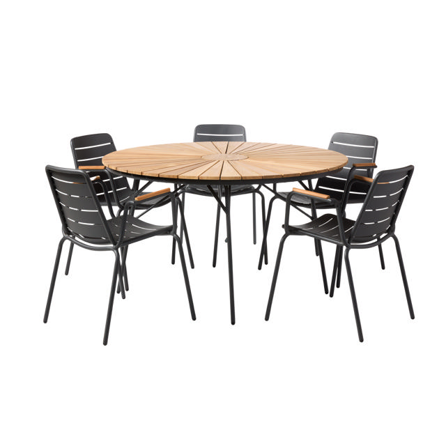 Ellen & Parc Set - Table 130 cm & Five Chairs - Anthracite