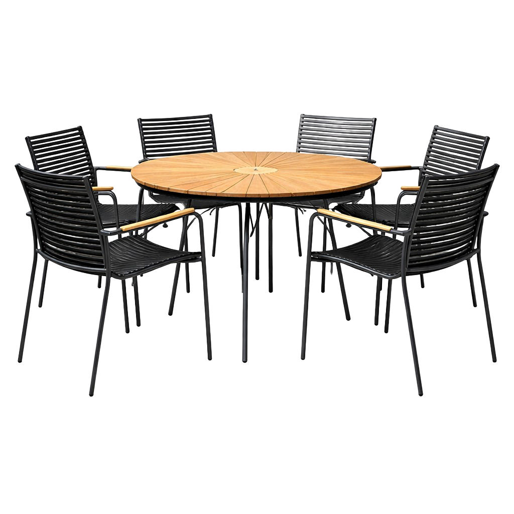 Ellen & Mood Classic Set - Table 150 cm & Six Chairs - Anthracite
