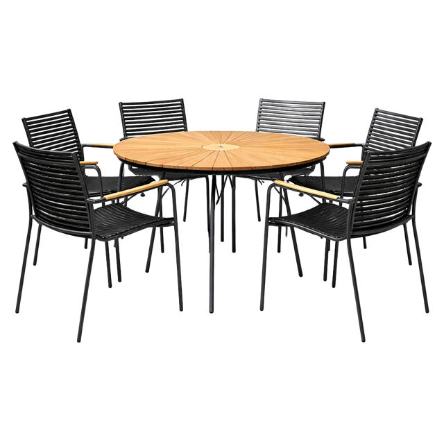 Ellen & Mood Classic Set - Table 150 cm & Six Chairs - Anthracite