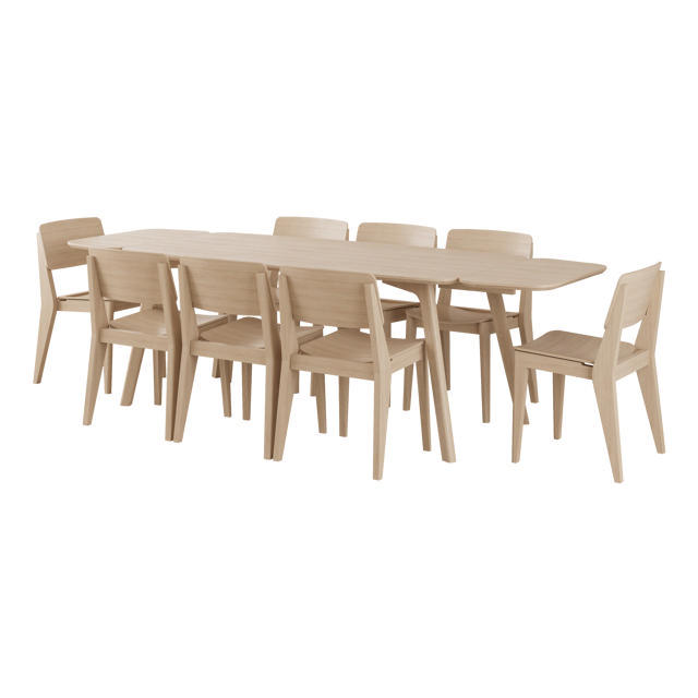 Elvo Set - Dining Table, Six Chairs & Extension Leaves