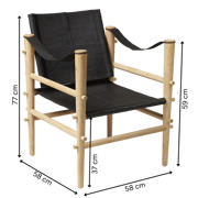 Noble Safari Chair - Bamboo & Black Leather