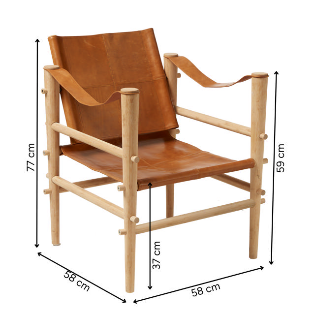 Noble Safari Chair - Bamboo & Light Brown Leather