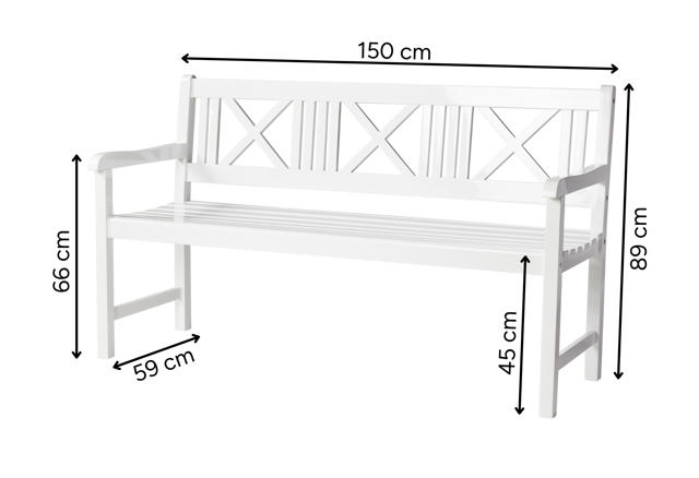 Rosenborg Three-Seater Bench - White