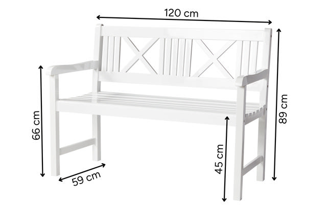 Rosenborg Two-Seater Bench - White