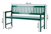 Brighton Bench Three-Seater - Green 