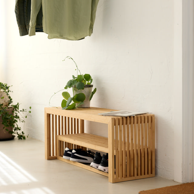 Rib Multifunctional Bench with Storage - Bamboo