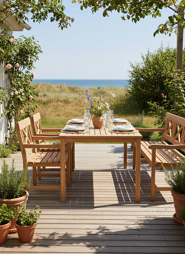 Sofiero Set - Three-Seater Bench, Two Chairs & Table - Teak