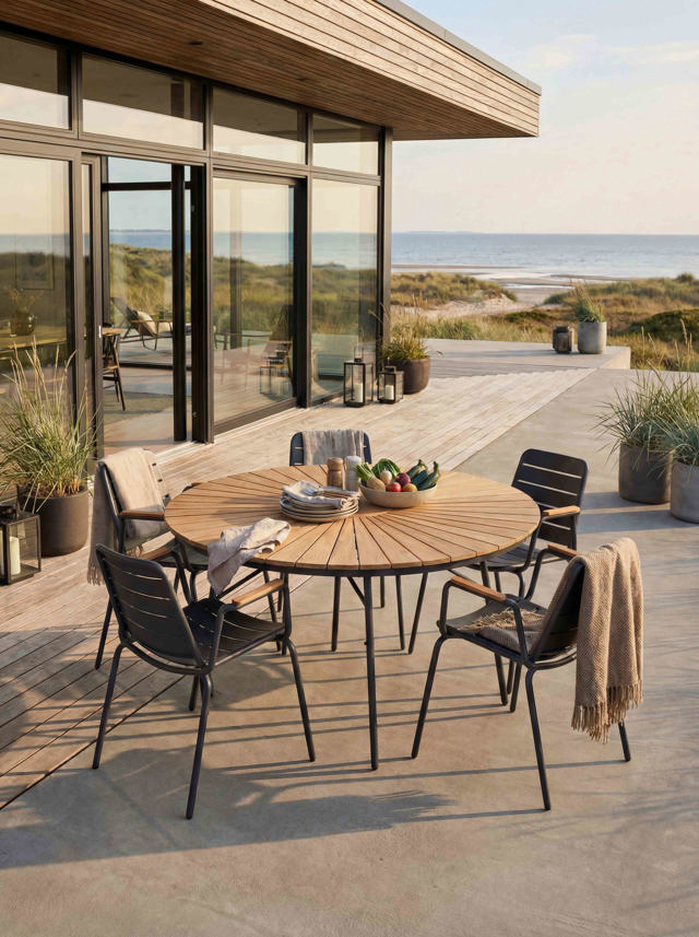 Ellen & Parc Set - Table 130 cm & Five Chairs - Anthracite
