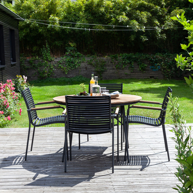 Ellen & Mood Classic Set - Table 110 cm & Four Chairs - Anthracite