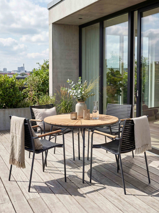 Ellen & Mood Classic Set - Table 110 cm & Four Chairs - Anthracite