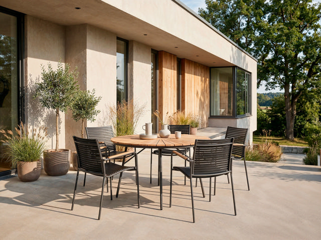 Ellen & Mood Classic Set - Table 130 cm & Five Chairs - Anthracite