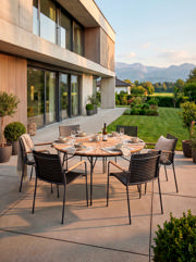 Ellen & Mood Classic Set - Table 150 cm & Six Chairs - Anthracite