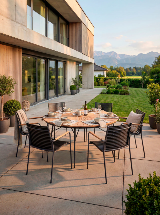 Ellen & Mood Classic Set - Table 150 cm & Six Chairs - Anthracite