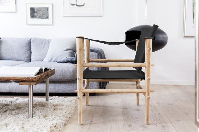 Noble Safari Chair - Bamboo & Black Leather