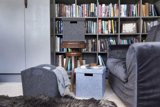 Lid for shelf box, light grey felt