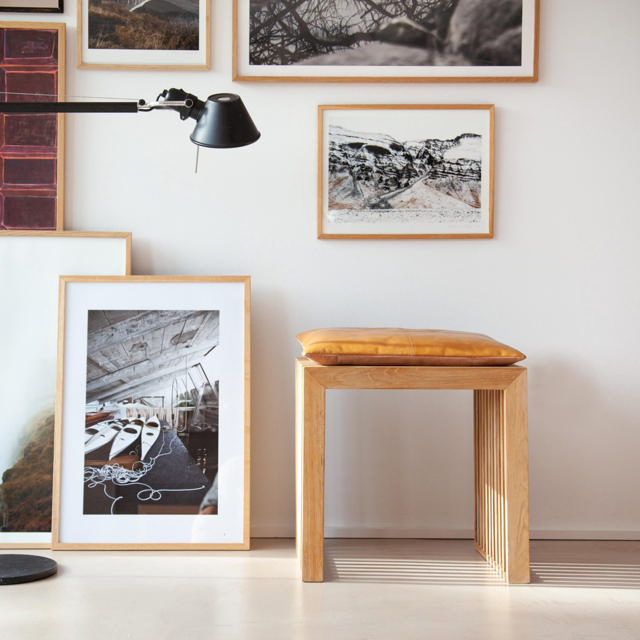 Rib Seat Cushion Stool - Leather