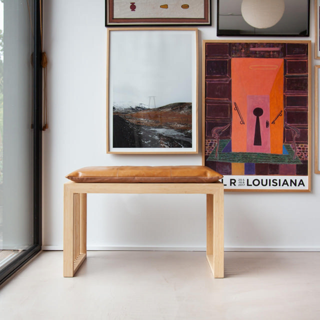 Rib Seat Cushion for Two-Seater Bench - Leather