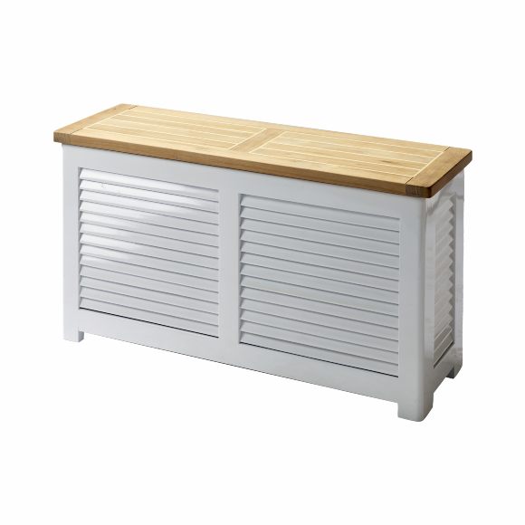 Storage Bench White And Teak