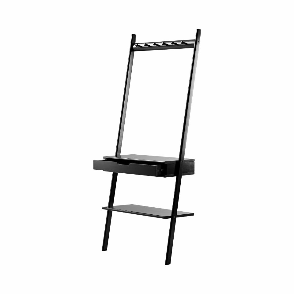 Noble wall rack w/drawer, black